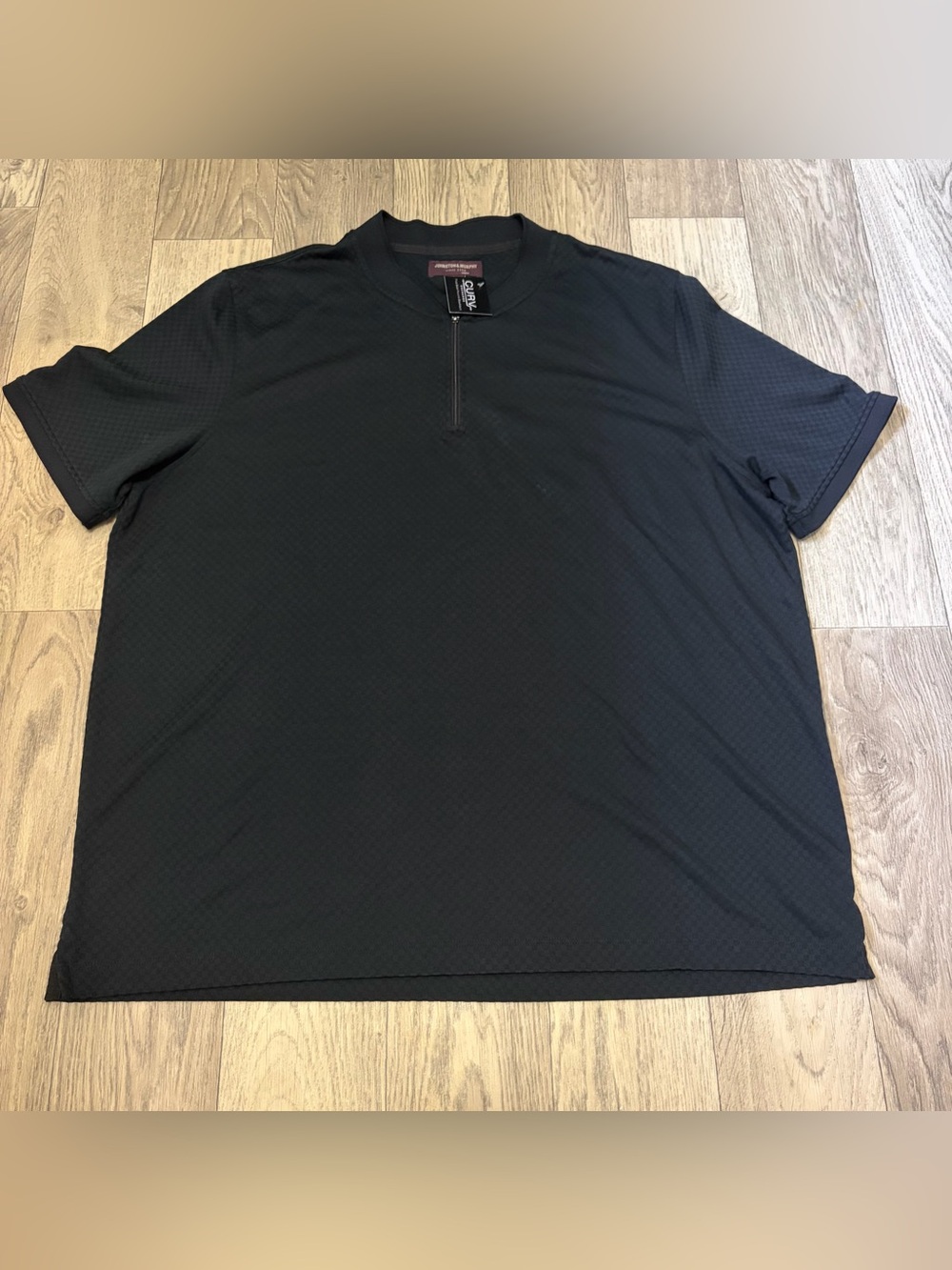 Johnston & Murphy Men's Black Short-Sleeve Zip Knit Polo
